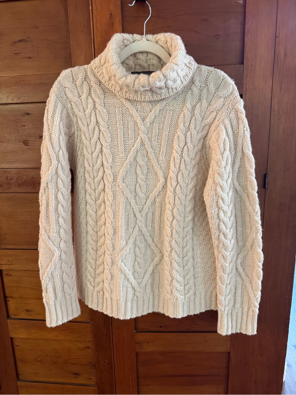 Vintage Inis Crafts 100% Merino Wool Cable Knit Turtleneck Sweater Size L